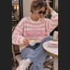 Sweter w paski z napisem „BROOKLYN NEW YORK”